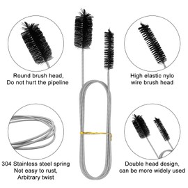 LFBEST Double Head Feeding Tube Brush, 155 cm Multifunctional Soft Cleaning Brush, Stainless Steel Hose Brush Drain Holes Cleaning Too for Pipes with Narrow Drain Hole