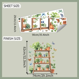 Mirabuy Plant Shelf Wall Decal, 3D Potted Plants and Butterflies Wall Stickers for Living Room Kitchen Dining Room Bathroom