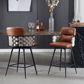 ESTRUCO Bar Stools Set of 2 Counter Height Bar Stools 26 InchesHand Woven Bar Chair for Kitchen Island, Bar Counter, Pub, Dining Room,Cafe