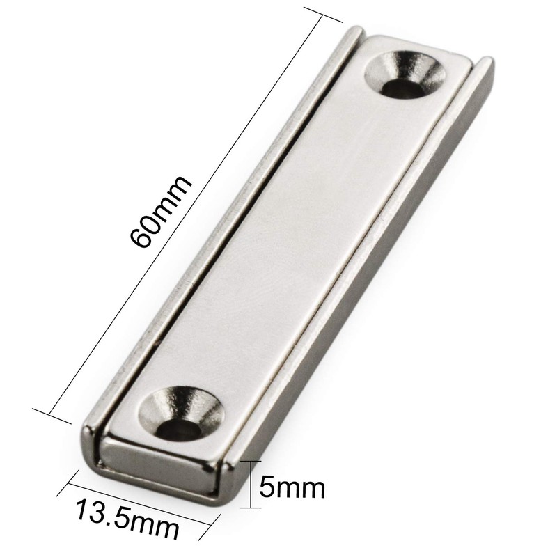 LOVIMAG Neodymium Rectangular Pot Magnets-66 lbs Pulling Force-60x13.5x5mm 10 Packs