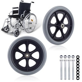 AHANDMAKER 2Pcs 8 Inch Replacement Walker Wheels Wheelchair Accessories Drive Walker Parts for Seniors Mobility Aid Scooter Lawn Mower Luggage Crate Beach Cart, Silver
