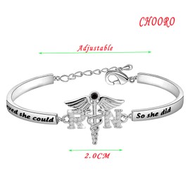 Pulsera Chooro RN para enfermera, regalo de graduación She Believed She Could So She Did, regalo de enfermera para graduación