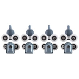 Tyenaza Shower Door Wheels, Pack of 8 Shower Door Rollers, Twin Bottom Top Pulleys Wheels Runners Bathroom Replacement Kit Upper Lower Wheels (4 Upper Rollers + 4 Lower Castors + Screw + Lid) (Double
