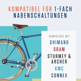 Alphatrail Bicycle Chain Finn 1-Speed Hub Gear & Single Speed 112 Links I Compatible with Shimano, SRAM, KMC, Connex Gears I Includes Chain Lock