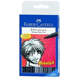 Faber-castell Manga Pitt Artist Pens 8/pkg 5 Shades of Gray 3 Assorted Tip Black 167107