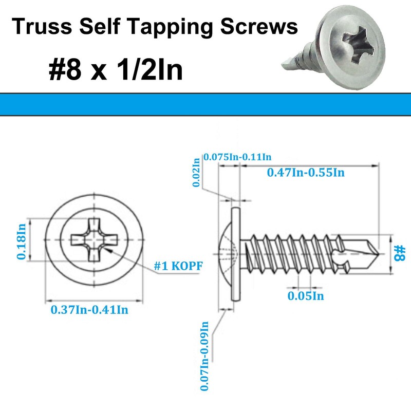 Fajoeda 120PCS #8 x 1/2" Sheet Metal Screws,410 Stainless Steel
