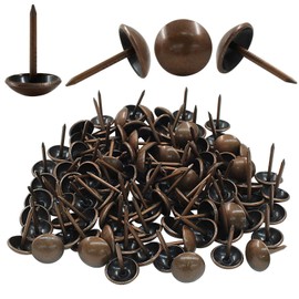 Waziaqoc 100 PCS Vintage Style Upholstery Tacks, Red Copper Upholstery Nails, 7/16 Inc Round Decorative Thumb Nails Pins Kit for Furniture Sofa DIY