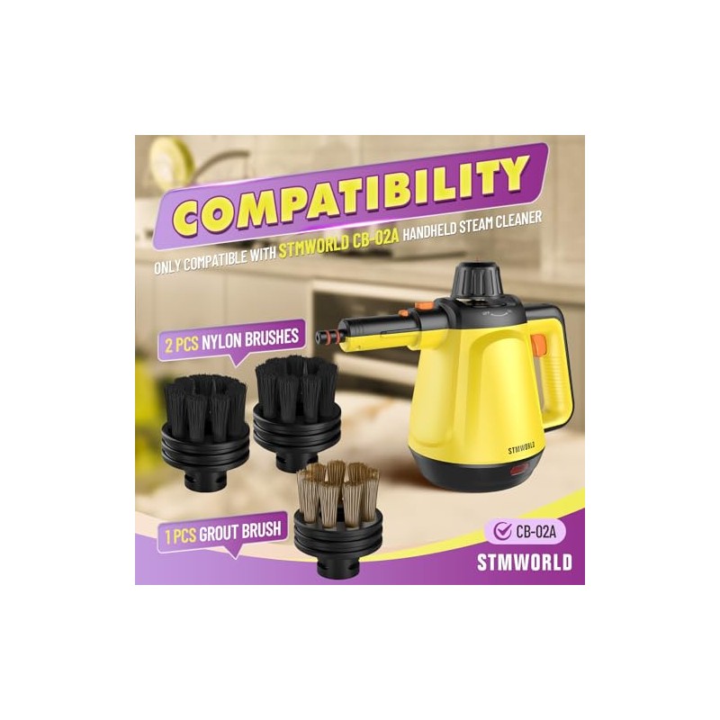Steam Cleaner Replacement Brushes, Original Accessories for STMWORLD CB-02A, Compatible