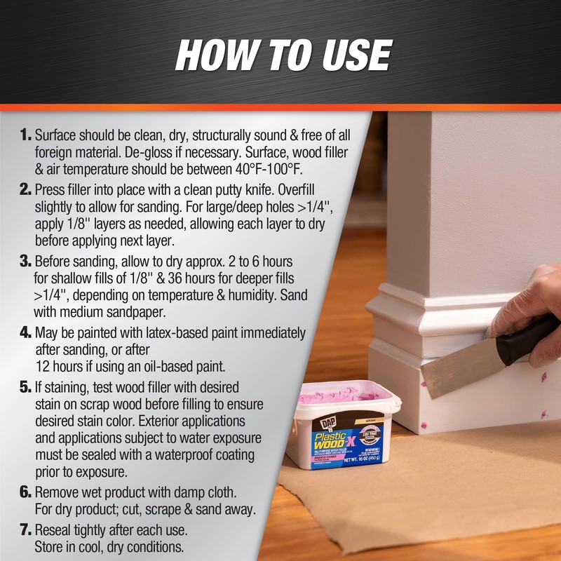 DAP 541 Series 00541 1/2pt Natural Plastic Wood-X w/Drydex, 1/2