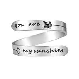 Vrycot You are My Sunshine Adjustable Stainless Steel Silver Inspirational Opening Cute Hiphop Band…