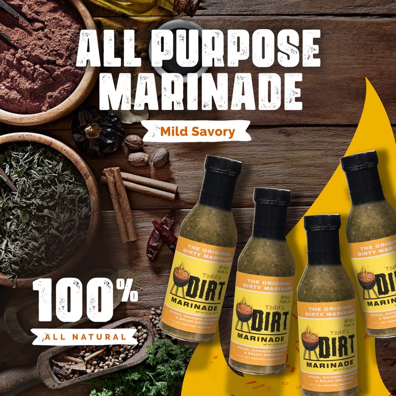 Todd’s DIRT - Original Marinade 12.50 oz 4 Bottles Pack,
