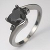 Black Gold Plated Heart Shaped Stone Solitaire Style Wedding Engagement