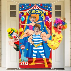 YINGLUBEN Carnival Circus Party Decoration, Carnival Photo Booth Backdrop, Carnival Photo Door Banner for Carnival Circus Party Decor Game Supplies (Hercules)