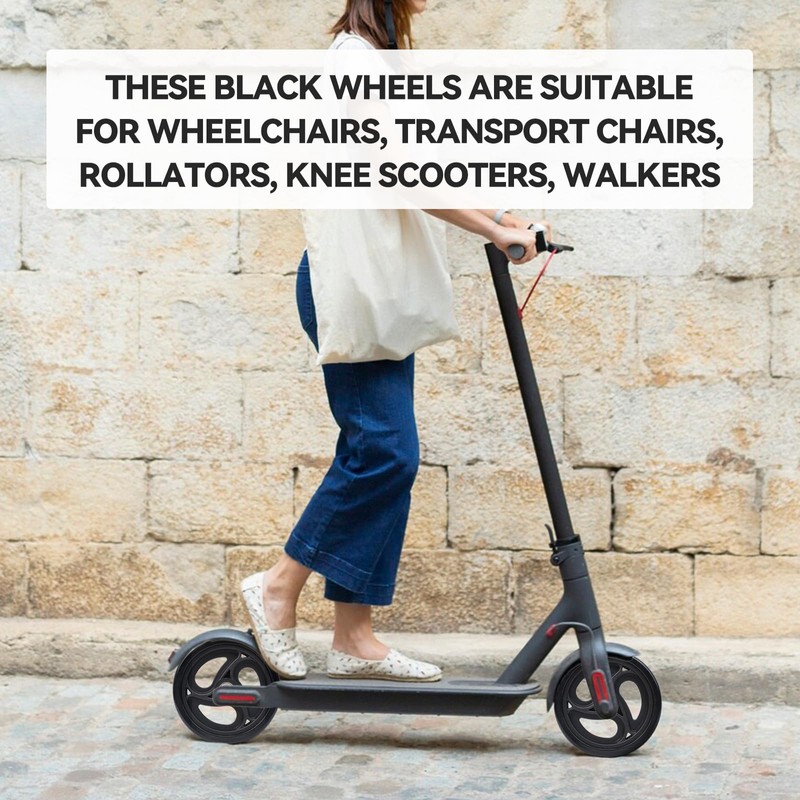 Wealrit Black Solid Walker Wheels Replacement - 6 Inch Drive