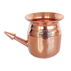 Indian Art Villa Pure Copper Ramjhara/Netipot/Lota, for Storing & Serving Water, Health, Ayurveda, Spiritual Items, Pooja Item, Volume-510 ml