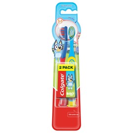 Colgate Kids Bluey Toothbrush 3-5 Years, Children’s Toothbrush x2, Small Brush Head for Easy Access, Extra Soft Bristles for Gentle Cleaning, Rounded Handle for Comfortable Grip