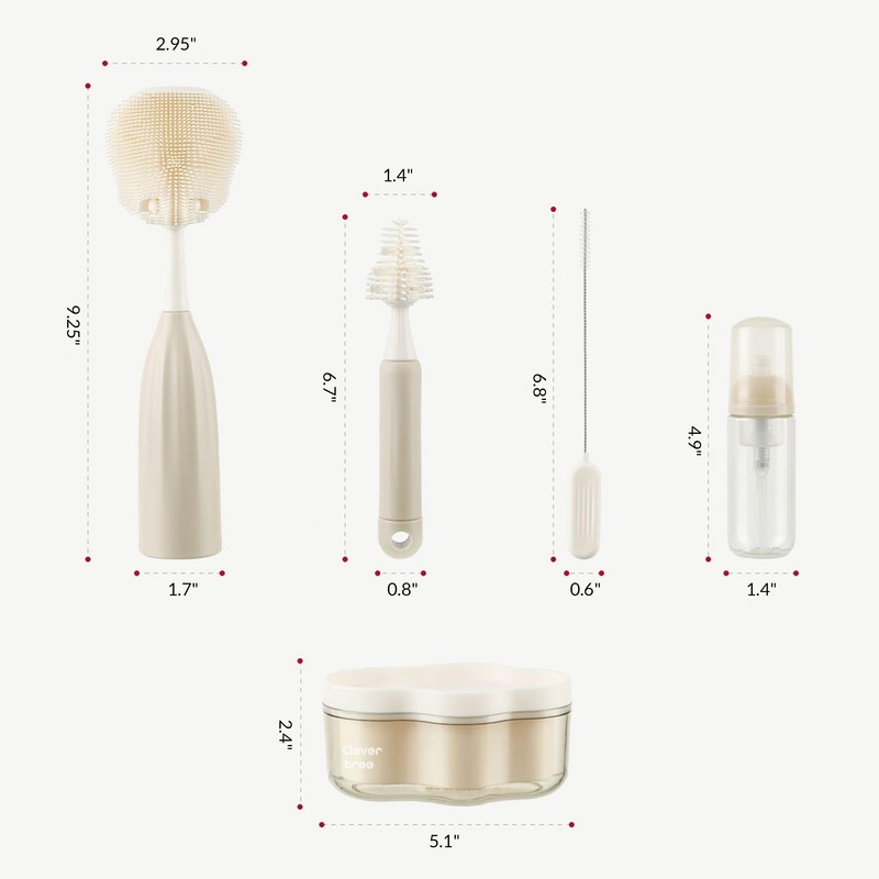biqin Baby Bottle Brush Kit with Push-Press Bubble and Drying