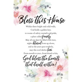 DEXSA Bless This House Wood Plaque with Inspiring Quotes 6"x9" - Elegant Frame Wall & Tabletop Decoration | Easel & Hanging Hook | Christian Family Religious Home Decor Saying | Made in the USA