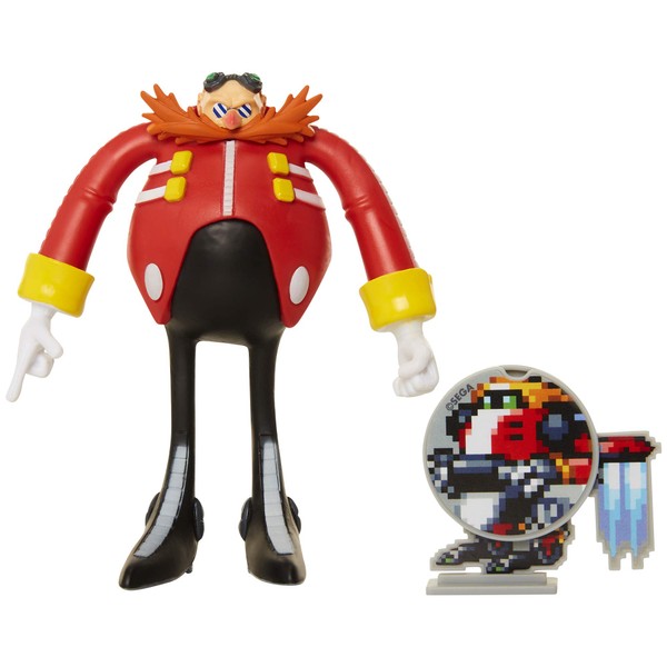 Sonic The Hedgehog Collectible Eggman 4" Bendable Flexible Action Figure with Bendable Limbs & Spinable Friend Disk Accessory Perfect for Kids & Collectors Alike! for Ages 3+