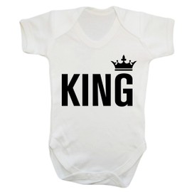 King Baby Vest Bodysuit Babygrow Boys Girls Unisex White