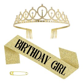 Corona Y Faja De Cumpleaños Para Mujeres Niña Decoraciones