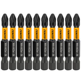 10-Piece PZ2 50mm Bits, PZ2 Magnetic Screwdriver Impact Bits Set, Pozi Pozidriv Bits with Storage Box