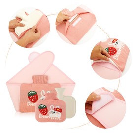 Hot Water Bag 800mL Rubber Hot Water Bottle with Waist Cover Wearable Hot Water Bottle Belt Cute Cartoon Wrap Around Hot Water Bottle Portable Warm Water Bag for Waist Back Neck and Shoulder PoUYWH