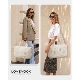 LOVEVOOK Ryanair Hand Luggage, Expandable Hand Luggage Bag for Airplane, Foldable Small Travel Bag, Cabin Travel Bag, Weekender Carry On Luggage for Men and Women, beige, Modern