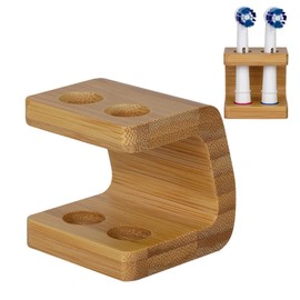 Toothbrush Head Holder, 2 Slots Bamboo Storage Holder, Durable Bamboo Electric Toothbrush Holders, Toothbrush Organiser, Practical and Versatile Bathroom Accessories (1)