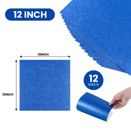 12 Sheets Blue Glitter Cardstock Paper 30 x 30cm, Thick Glitter Craft Paper 250gsm Sparkle Cardstock for Scrapbook DIY Art Project Greeting Cards Wedding Birthday Party Decoration (Blue)