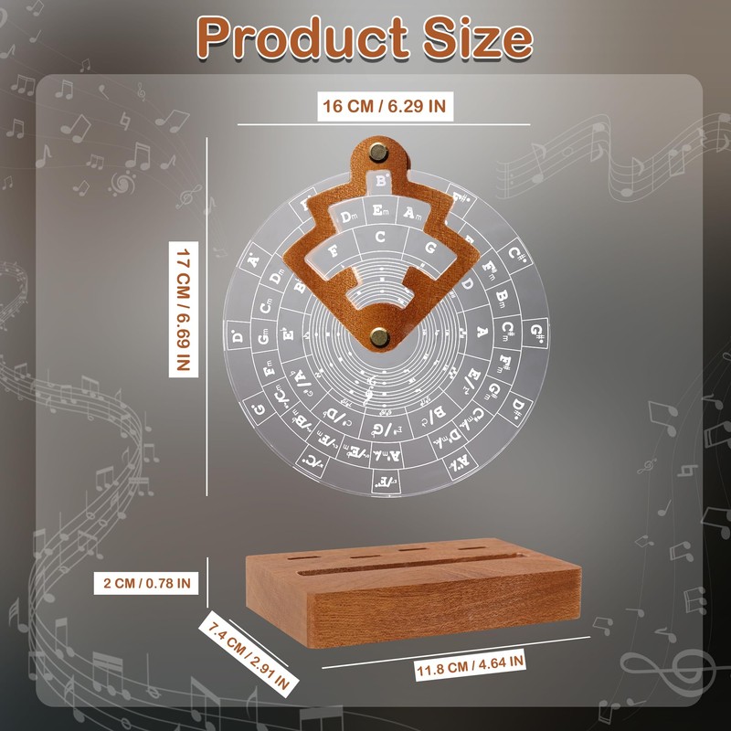 CoolGift Mart Light Up Circle of Fifths Wheel, Acrylic Wooden