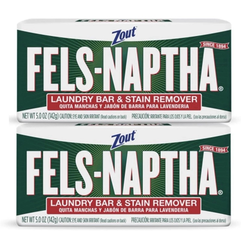 2 Fels Naptha Zout Laundry Soap Detergent Stain Remover Pre