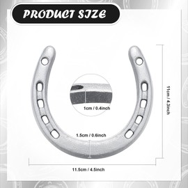 Shimeyao Cast Iron Horseshoe Bulk 4.5 x 4.3 Inch Horseshoes for Adults Wall Hung Good Luck Handmade Christmas Decorations Horse Theme Party Wedding Birthday Supplies(Silver, 10 Pcs)