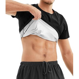 Sawaiko Men's Sauna Shirt, For Back, Sweat Protection, Sauna Boy, Wearable Sauna, Sports Inner, Men's Compression Shirt, Men's Sauna T-Shirt, Black
