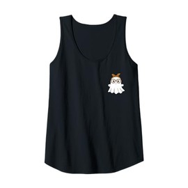 Womens Leopard Bandana Ghost with Glasses Girls Cute Spooky Costume Tank Top