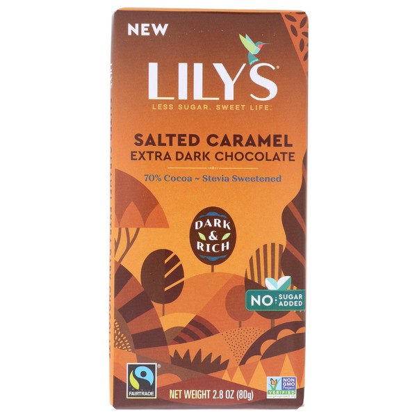 Lily's Chocolate, chocolate extra oscuro salado caramelo, 2.8 onzas