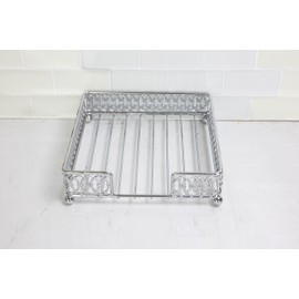 Home Basics Infinity Collection Flat Napkin Holder, Silver Chrome 7.25" x 7.25" x 1.75"