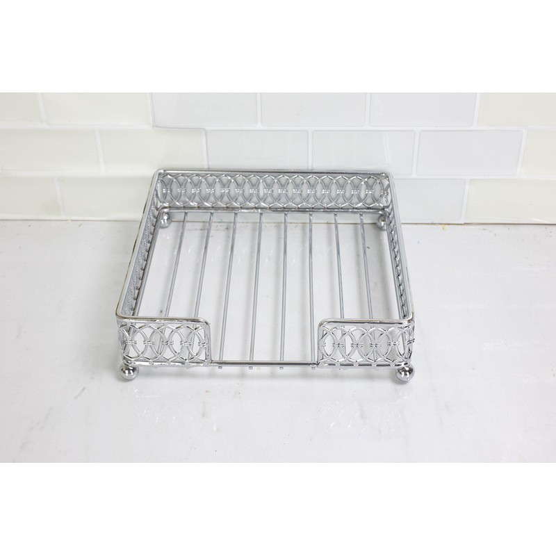 Home Basics Infinity Collection Flat Napkin Holder, Silver Chrome 7.25"