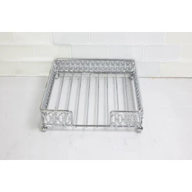 Home Basics Infinity Collection Flat Napkin Holder, Silver Chrome 7.25" x 7.25" x 1.75"