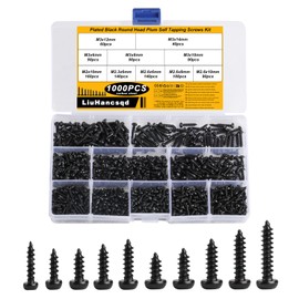Pack of 1000 self-tapping screws, Torx screws, black, M2 M2.3 M2.6 M3 body screws, drilling screws, pan head screws, Torx flat head screws, wood screws