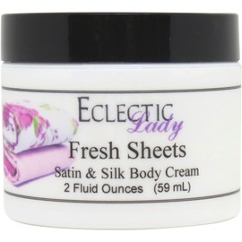Eclectic Lady Fresh Sheets Satin and Silk Cream, Body Cream, Body Lotion, 2 oz - Shea Butter, Aloe, Silk Amino Acids, Vitamin E, Phthalate-Free, Handcrafted in USA - Perfect For Women