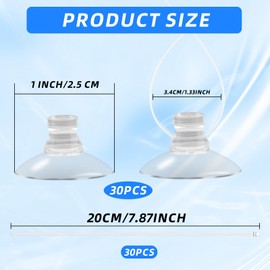 30 Pcs Aquarium Suction Cups with 30 Pcs Adjustable Zip Ties Set, Clear Fish Tank Suction Cups Without Hooks, Small Suction Cups for Aquarium Fish Tank Decoration Moss Shrimp Nest Reptile Hammocks