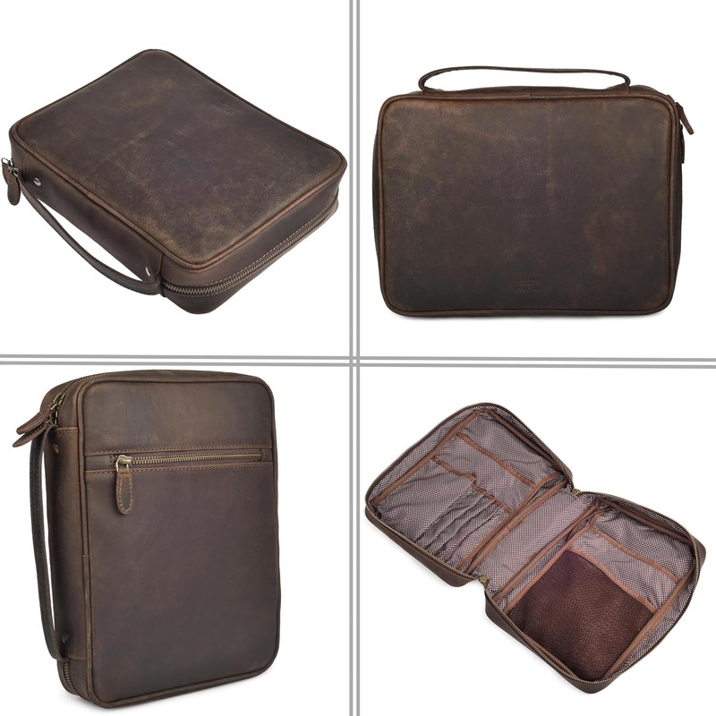 LEATHER VILLAGE Large Leather Bible Cover with Carry Handle &