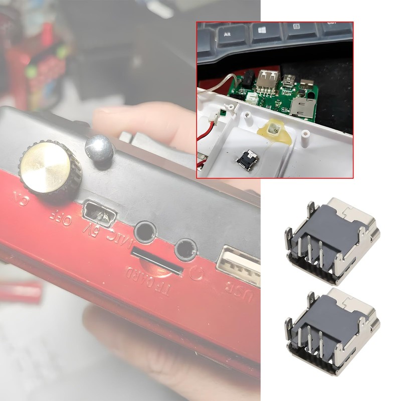 YINETTECH 5pcs Microphone Charging Port Mini USB 5 Pin 4