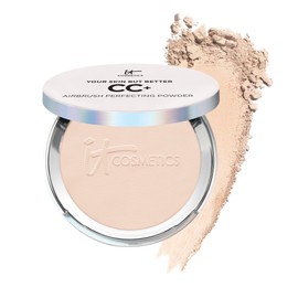 IT Cosmetics CC+ Airbrush Perfecting Powder Foundation (Fair) - Sheer to Full Coverage Pressed Powder, Blurring Pores & Dark Spots, Anti-Aging Face Makeup, Collagen & Niacinamide - 0.33 oz