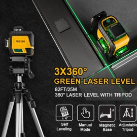 PREXISO 82 Ft 3x360° Self Leveling Laser Level Cross Line Leveler Green Line USA