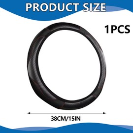 Anti-slip Black Steering Wheel Cover, Soft Leather Steering Wheel Cover, Soft Microfiber,Universal Size 37-38cm /14.5-15inch For Car And SUV