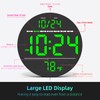 Digital Wall Clock with Large LED Display, Auto-Brightness, Temperature, Low-Reflectivity,