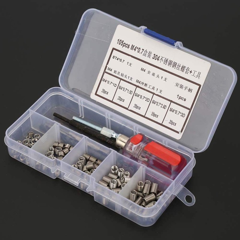105 Pieces Thread Inserts Repair Kit with Tools Stainless Steel