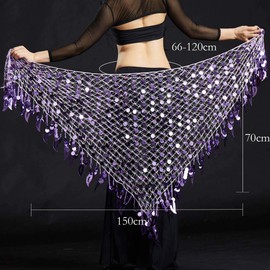 Aivtalk - Bufanda de cadera para mujer, diseño de lentejuelas, Púrpura, L